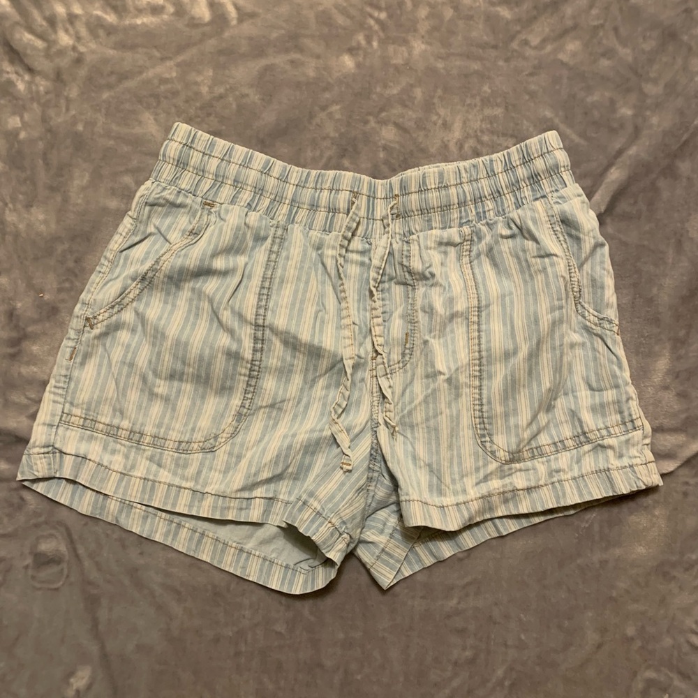 Light Blue Striped Cargo Shorts